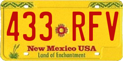 NM license plate 433RFV