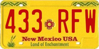 NM license plate 433RFW