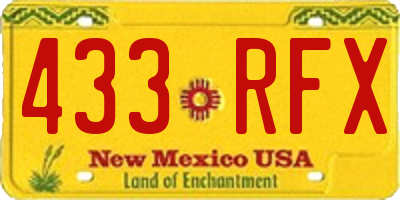 NM license plate 433RFX