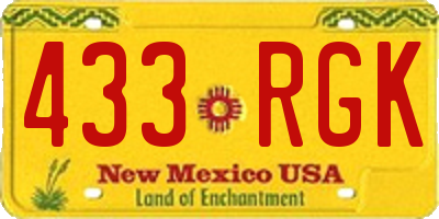NM license plate 433RGK