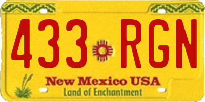 NM license plate 433RGN