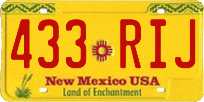 NM license plate 433RIJ
