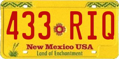 NM license plate 433RIQ