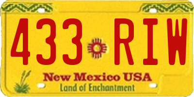 NM license plate 433RIW