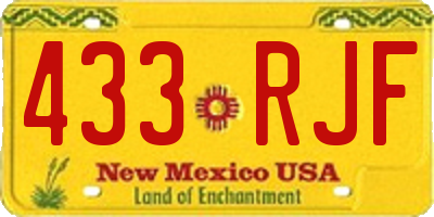 NM license plate 433RJF