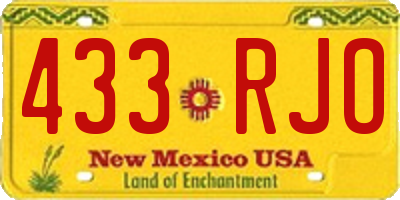 NM license plate 433RJO