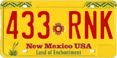 NM license plate 433RNK
