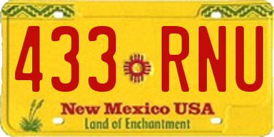 NM license plate 433RNU