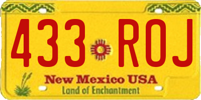 NM license plate 433ROJ