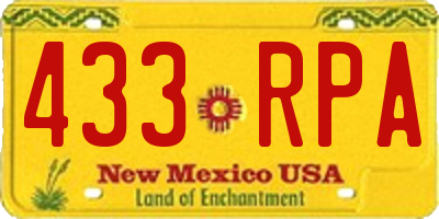 NM license plate 433RPA