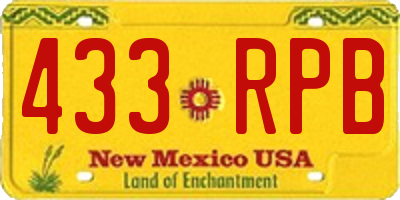NM license plate 433RPB