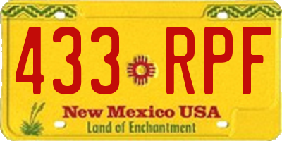 NM license plate 433RPF