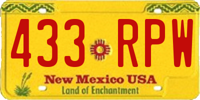 NM license plate 433RPW