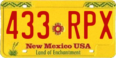 NM license plate 433RPX