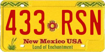 NM license plate 433RSN