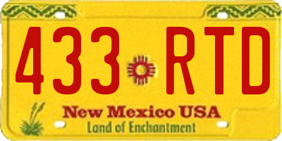 NM license plate 433RTD