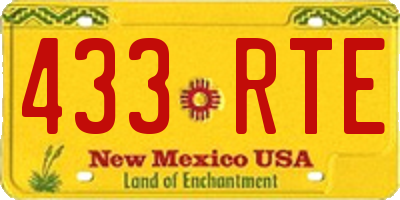NM license plate 433RTE
