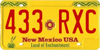 NM license plate 433RXC