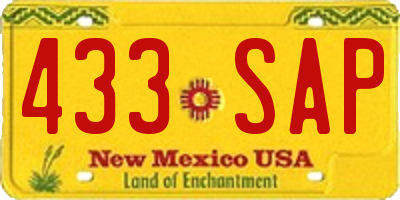 NM license plate 433SAP