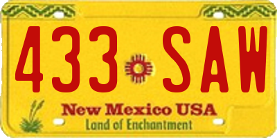 NM license plate 433SAW