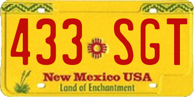 NM license plate 433SGT