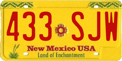 NM license plate 433SJW