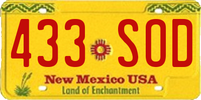 NM license plate 433SOD