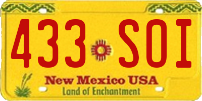 NM license plate 433SOI