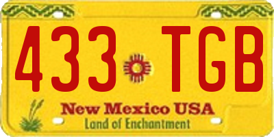 NM license plate 433TGB