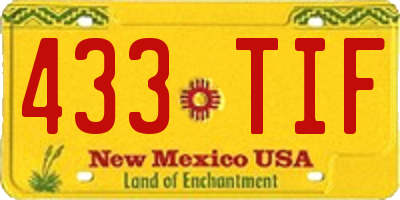 NM license plate 433TIF