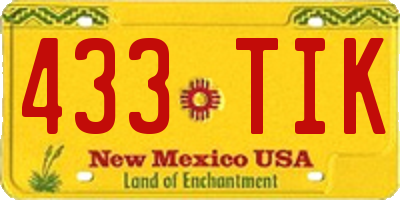 NM license plate 433TIK