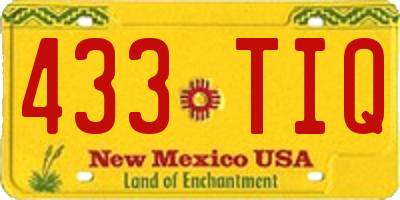 NM license plate 433TIQ