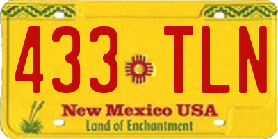NM license plate 433TLN
