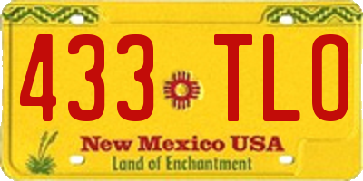 NM license plate 433TLO