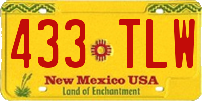 NM license plate 433TLW