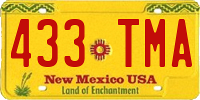 NM license plate 433TMA
