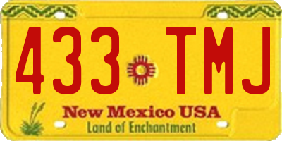 NM license plate 433TMJ