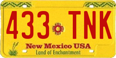 NM license plate 433TNK