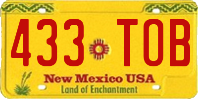 NM license plate 433TOB