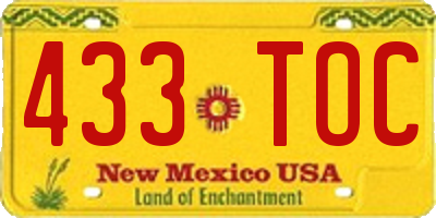 NM license plate 433TOC