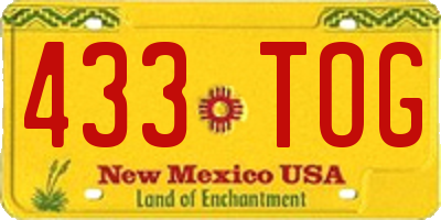 NM license plate 433TOG