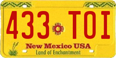NM license plate 433TOI