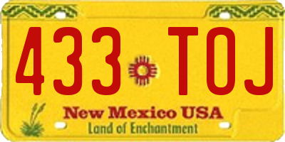 NM license plate 433TOJ