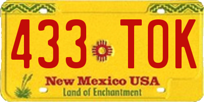 NM license plate 433TOK