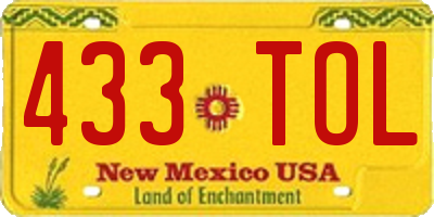NM license plate 433TOL