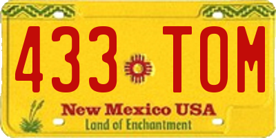 NM license plate 433TOM