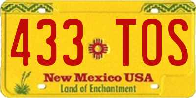 NM license plate 433TOS