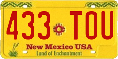 NM license plate 433TOU