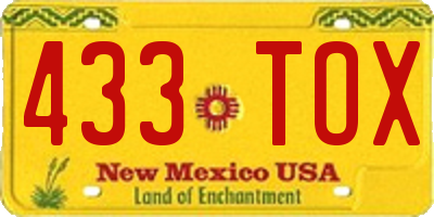 NM license plate 433TOX