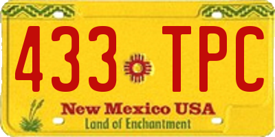 NM license plate 433TPC